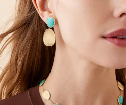 Earrings-Marco Bicego 18K Yellow Gold Double Drop Turquoise Earrings Yellowgold