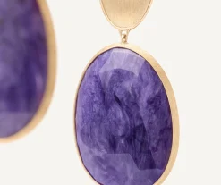 Earrings-Marco Bicego 18K Yellow Gold Double Drop Charoite Earrings Yellowgold