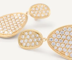 Earrings-Marco Bicego 18K Yellow Gold Double Drop Pavé Diamond Earrings Yellowgold