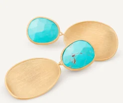 Earrings-Marco Bicego 18K Yellow Gold Double Drop Turquoise Earrings Yellowgold