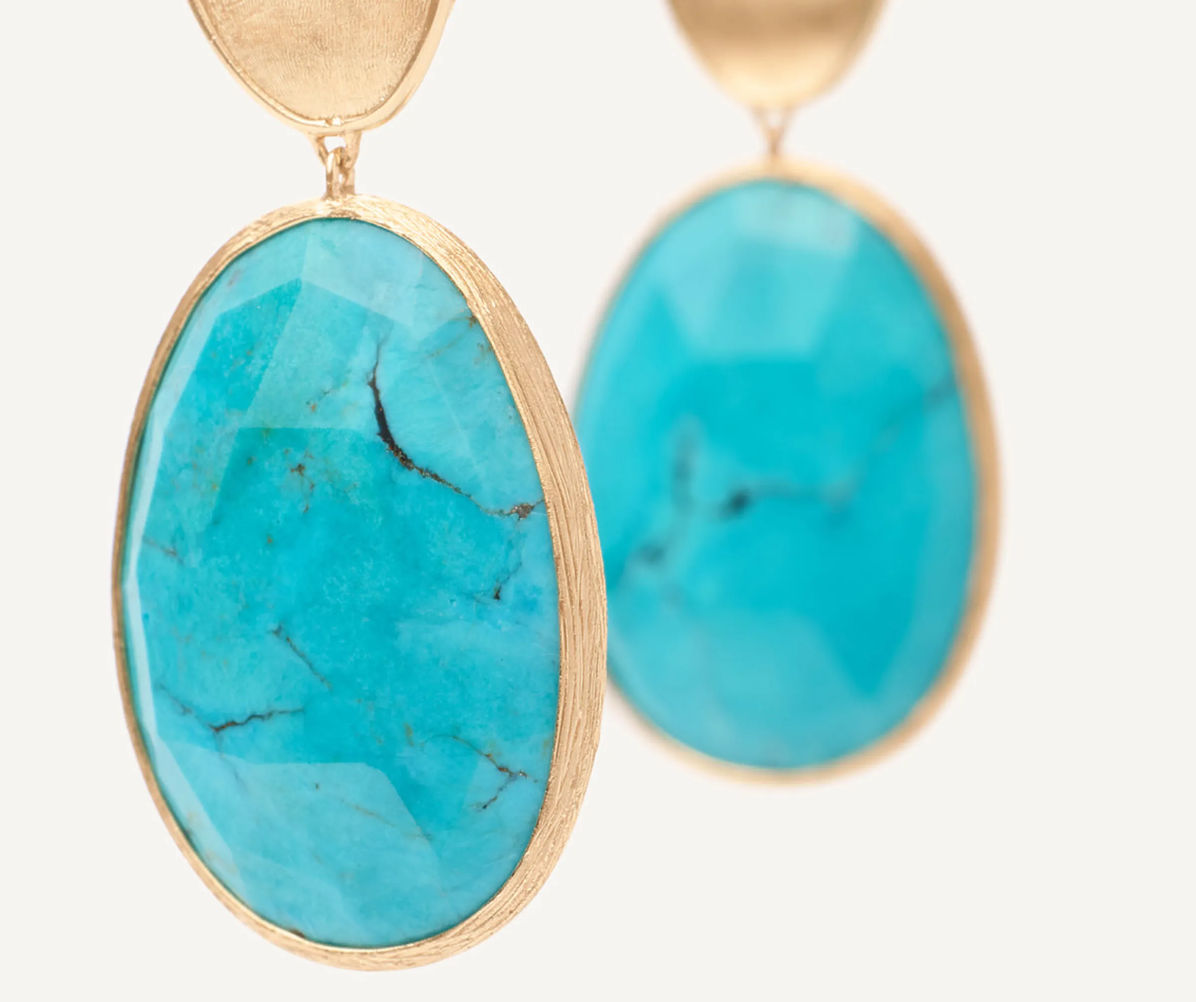 Earrings-Marco Bicego 18K Yellow Gold Double Drop Turquoise Earrings Yellowgold