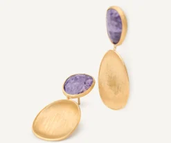 Earrings-Marco Bicego 18K Yellow Gold Double Drop Charoite Earrings Yellowgold