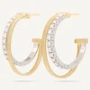 Earrings-Marco Bicego 18K Yellow Gold Double Hoop Earrings With Diamonds Yellowgold
