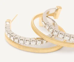 Earrings-Marco Bicego 18K Yellow Gold Double Hoop Earrings With Diamonds Yellowgold