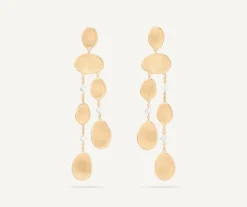 Earrings-Marco Bicego 18K Yellow Gold Double-Strand Earrings with Diamonds Yellowgold
