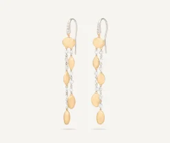 Earrings-Marco Bicego 18K Yellow Gold Double-Strand Earrings with Diamonds Yellowgold