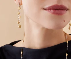 Earrings-Marco Bicego 18K Yellow Gold Double-Strand Earrings with Diamonds Yellowgold