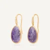 Earrings-Marco Bicego 18K Yellow Gold Drop Earrings with Charoite and Diamond Accent Yellowgold