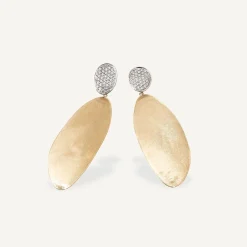 Earrings-Marco Bicego 18K Yellow Gold Elongated Drop Earrings with Diamonds Yellowgold