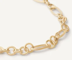 Necklaces-Marco Bicego 18K Yellow Gold Engraved u0026 Polished Link Necklace Yellowgold