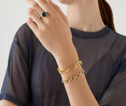 Bracelets-Marco Bicego 18K Yellow Gold Flat Link Bracelet With Diamonds Yellowgold