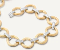 Bracelets-Marco Bicego 18K Yellow Gold Flat Link Bracelet With Diamonds Yellowgold