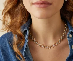 Necklaces-Marco Bicego 18K Yellow Gold Flat Link Collar Necklace With Diamond Accents Yellowgold
