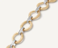 Necklaces-Marco Bicego 18K Yellow Gold Flat Link Collar Necklace With Diamond Accents Yellowgold