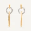 Earrings-Marco Bicego 18K Yellow Gold Flat Link Drop Earrings With Diamonds Yellowgold