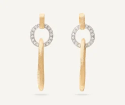 Earrings-Marco Bicego 18K Yellow Gold Flat Link Drop Earrings With Diamonds Yellowgold