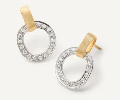 Earrings-Marco Bicego 18K Yellow Gold Flat-Link Diamond Stud Earrings Yellowgold