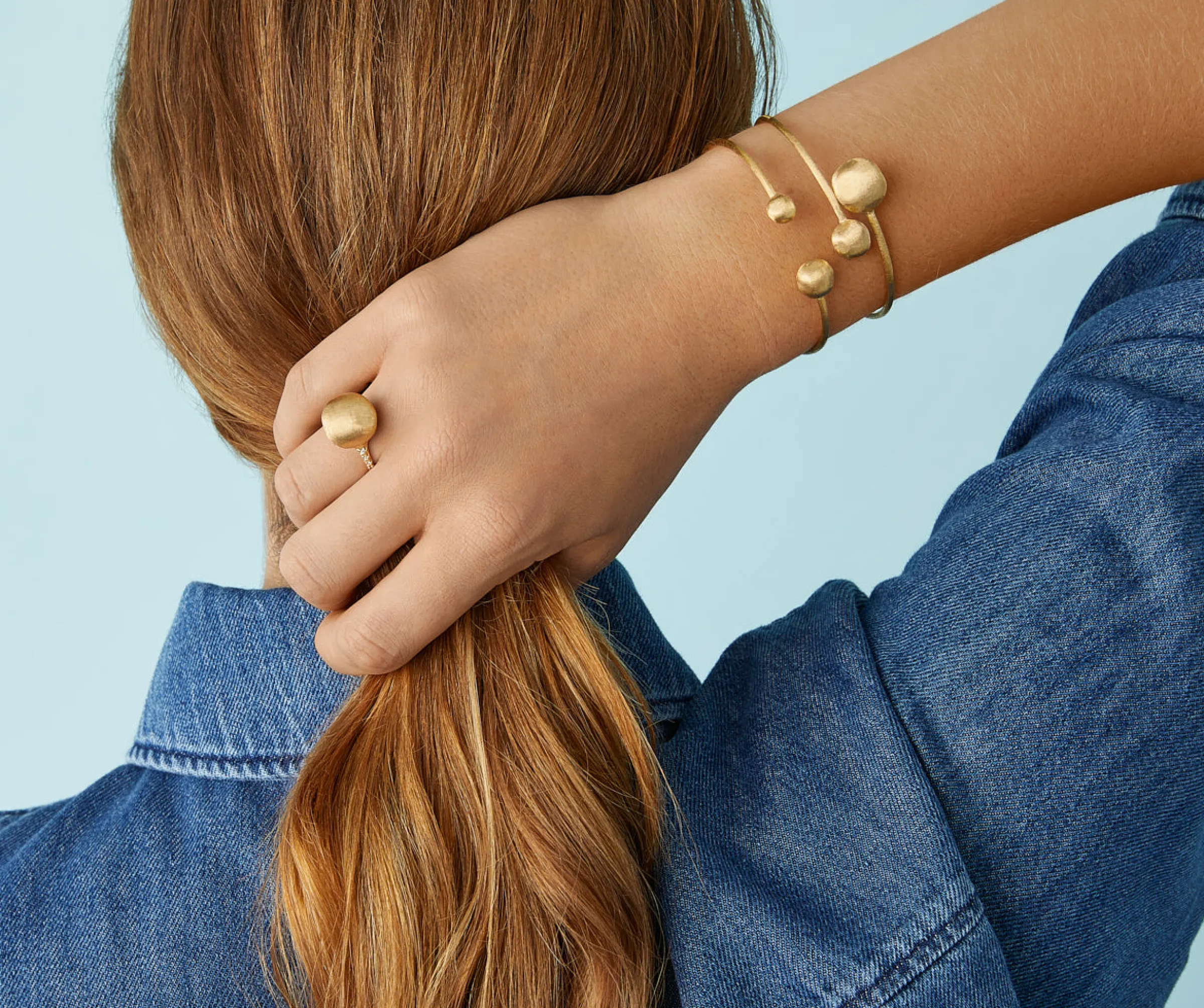 Bracelets-Marco Bicego 18K Yellow Gold Flexible Bangle With Small Beads Yellowgold