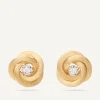 Earrings-Marco Bicego 18K Yellow Gold Floral Studs With Diamonds Yellowgold