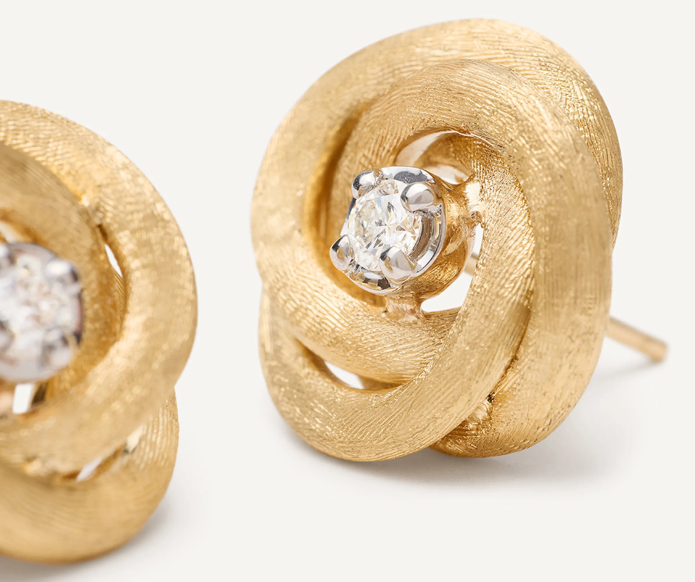 Earrings-Marco Bicego 18K Yellow Gold Floral Studs With Diamonds Yellowgold