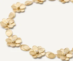 Necklaces-Marco Bicego 18K Yellow Gold Flower Collar Necklace with Diamonds Yellowgold