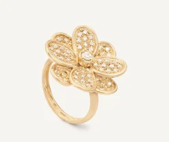 Rings-Marco Bicego 18K Yellow Gold Flower Ring with Diamonds Yellowgold