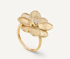 Rings-Marco Bicego 18K Yellow Gold Flower Ring with Diamond Center Yellowgold