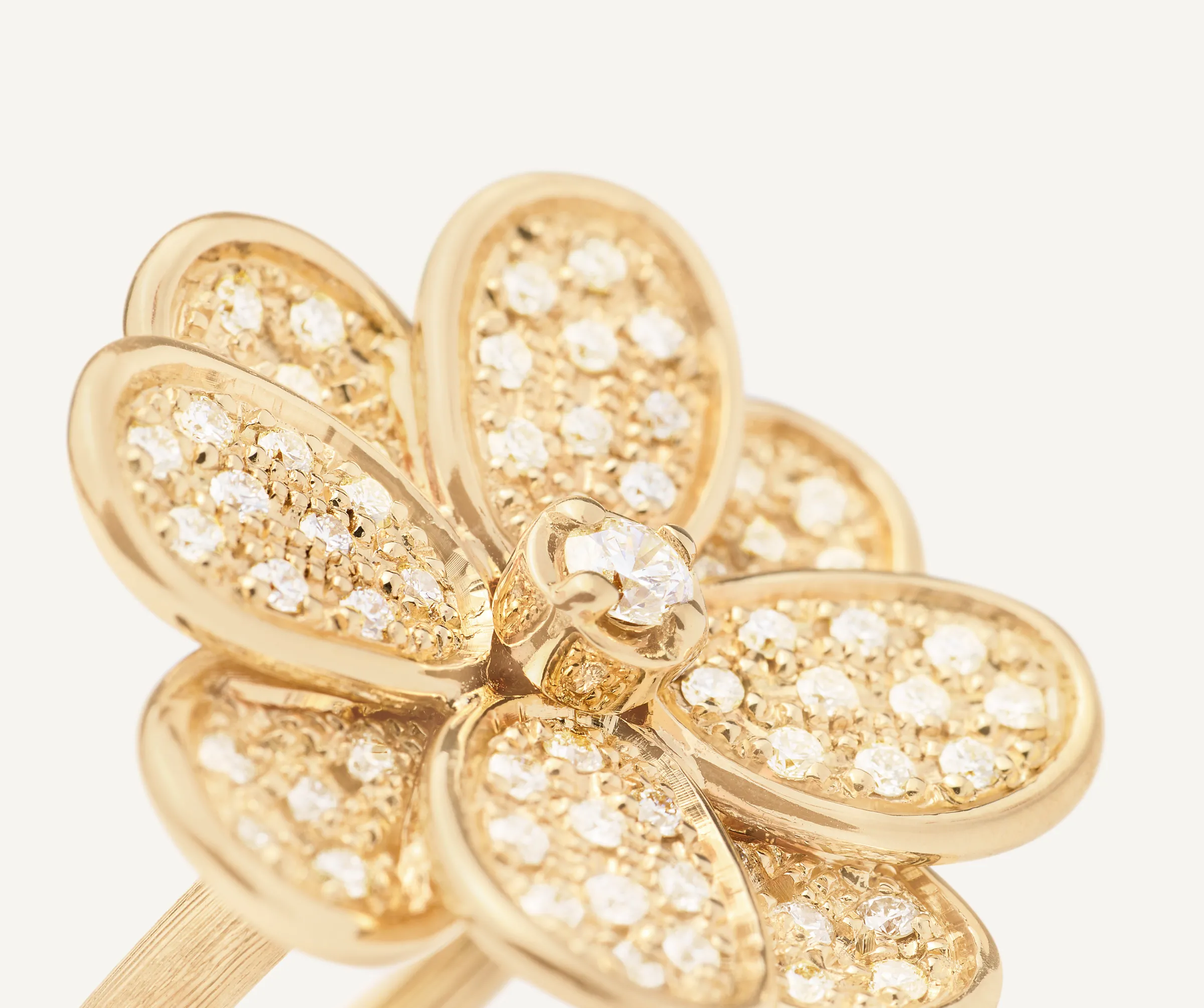 Rings-Marco Bicego 18K Yellow Gold Flower Ring with Diamonds Yellowgold