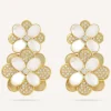 Earrings-Marco Bicego 18K Yellow Gold Flower Statement Earrings with Diamonds and Mother of Pearl Yellowgold