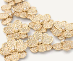 Necklaces-Marco Bicego 18K Yellow Gold Flower Statement Necklace with Diamonds Yellowgold