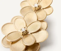 Earrings-Marco Bicego 18K Yellow Gold Flower Statement Earrings with Diamonds Yellowgold
