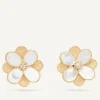 Earrings-Marco Bicego 18K Yellow Gold Flower Stud Earrings with Mother of Pearl and Diamonds Yellowgold