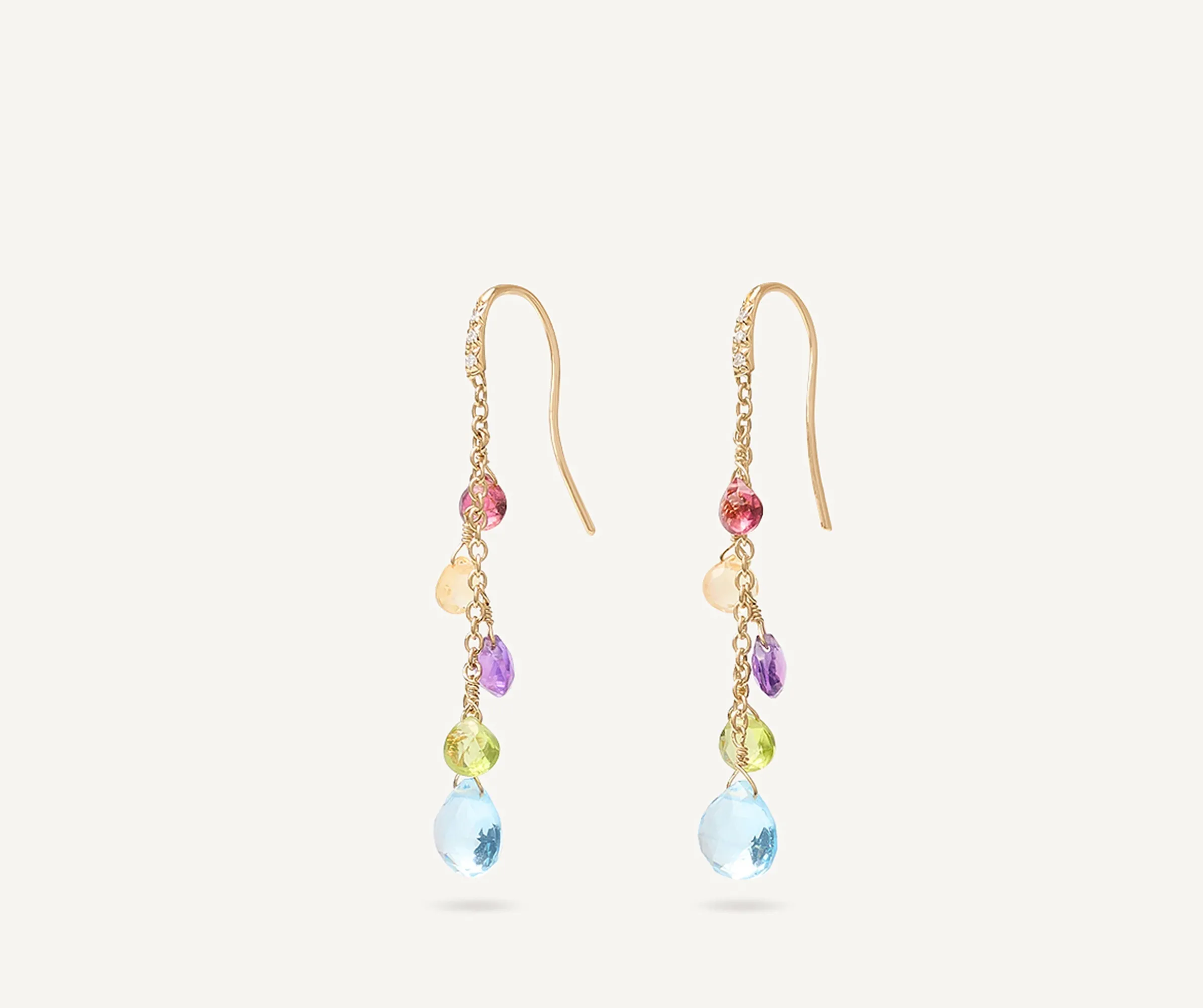 Earrings-Marco Bicego 18K Yellow Gold Gemstone Earrings With Diamonds, Medium Yellowgold