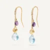 Earrings-Marco Bicego 18K Yellow Gold Gemstone Earrings With Diamonds, Blue Topaz Accents Yellowgold