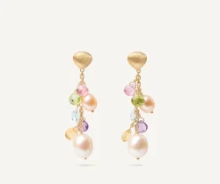 Earrings-Marco Bicego 18K Yellow Gold Gemstone Earrings with Freshwater Pearls Yellowgold