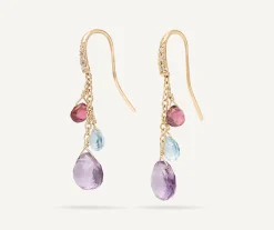 Earrings-Marco Bicego 18K Yellow Gold Gemstone Earrings With Diamonds, Amethyst Accents Yellowgold