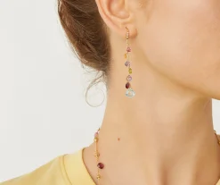 Earrings-Marco Bicego 18K Yellow Gold Gemstone Earrings With Diamonds, Long Yellowgold
