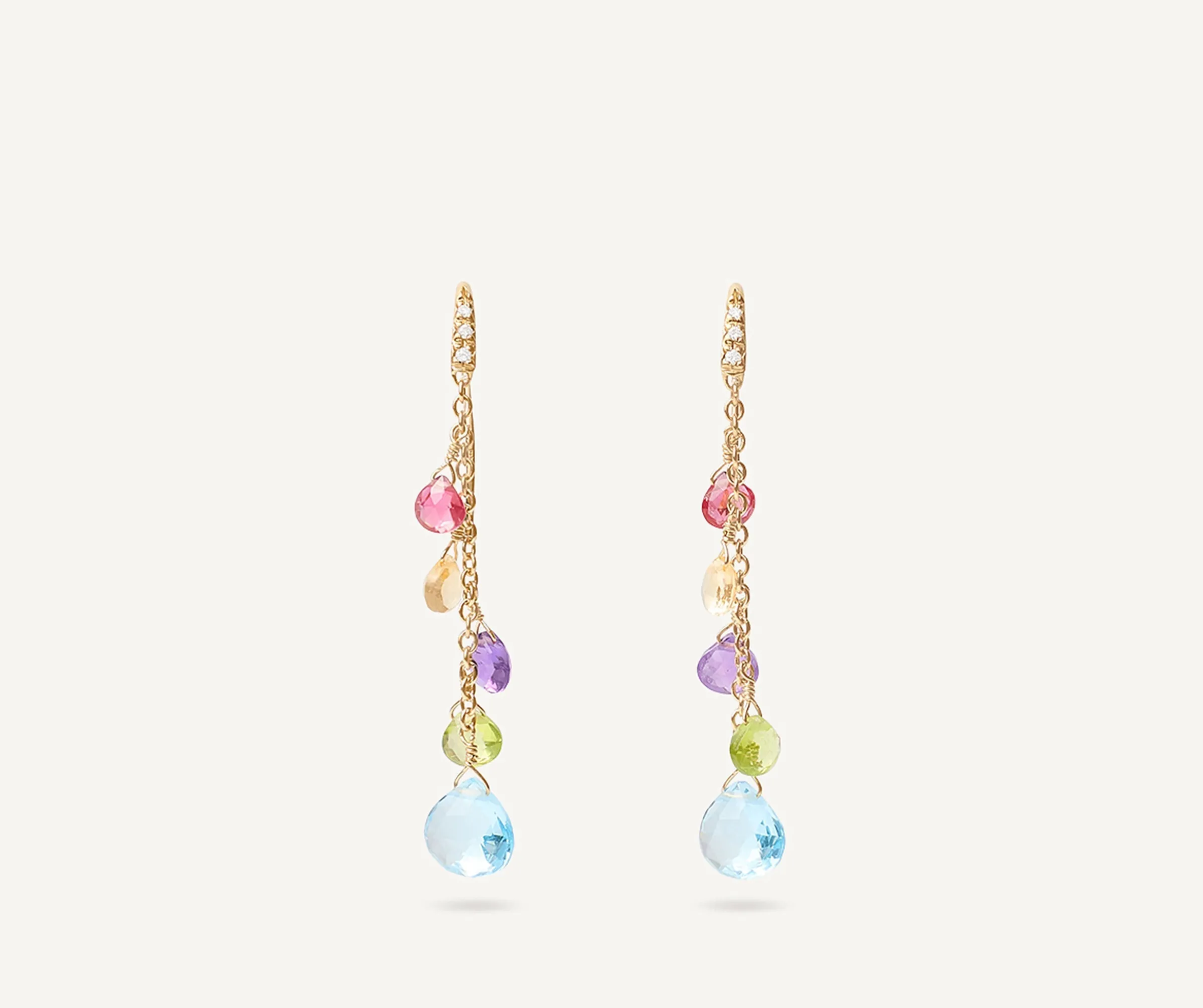 Earrings-Marco Bicego 18K Yellow Gold Gemstone Earrings With Diamonds, Medium Yellowgold