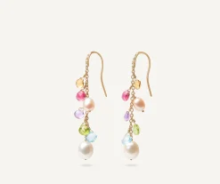 Earrings-Marco Bicego 18K Yellow Gold Gemstone Earrings with Freshwater Pearls u0026 Diamond Accent Yellowgold