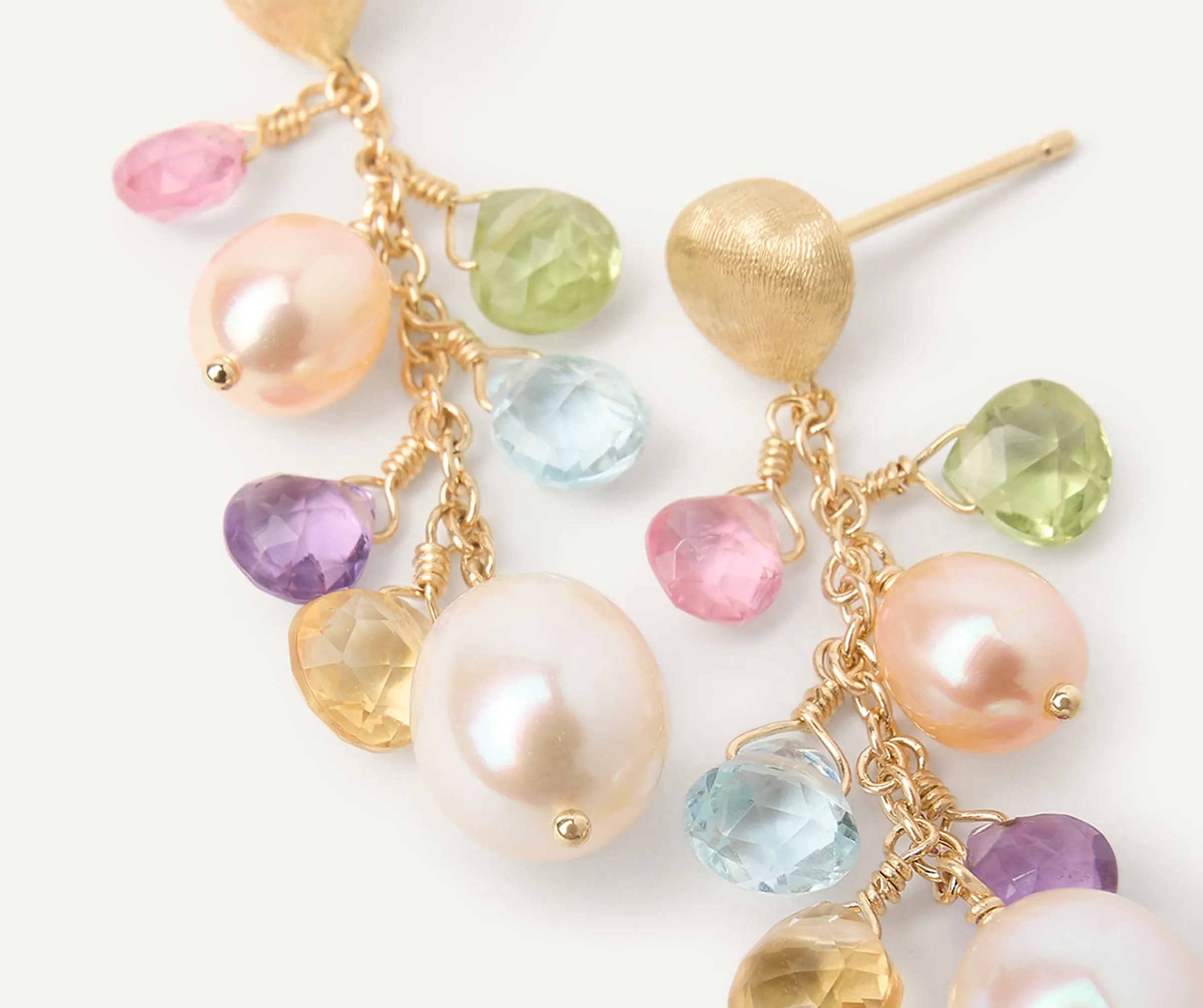 Earrings-Marco Bicego 18K Yellow Gold Gemstone Earrings with Freshwater Pearls Yellowgold