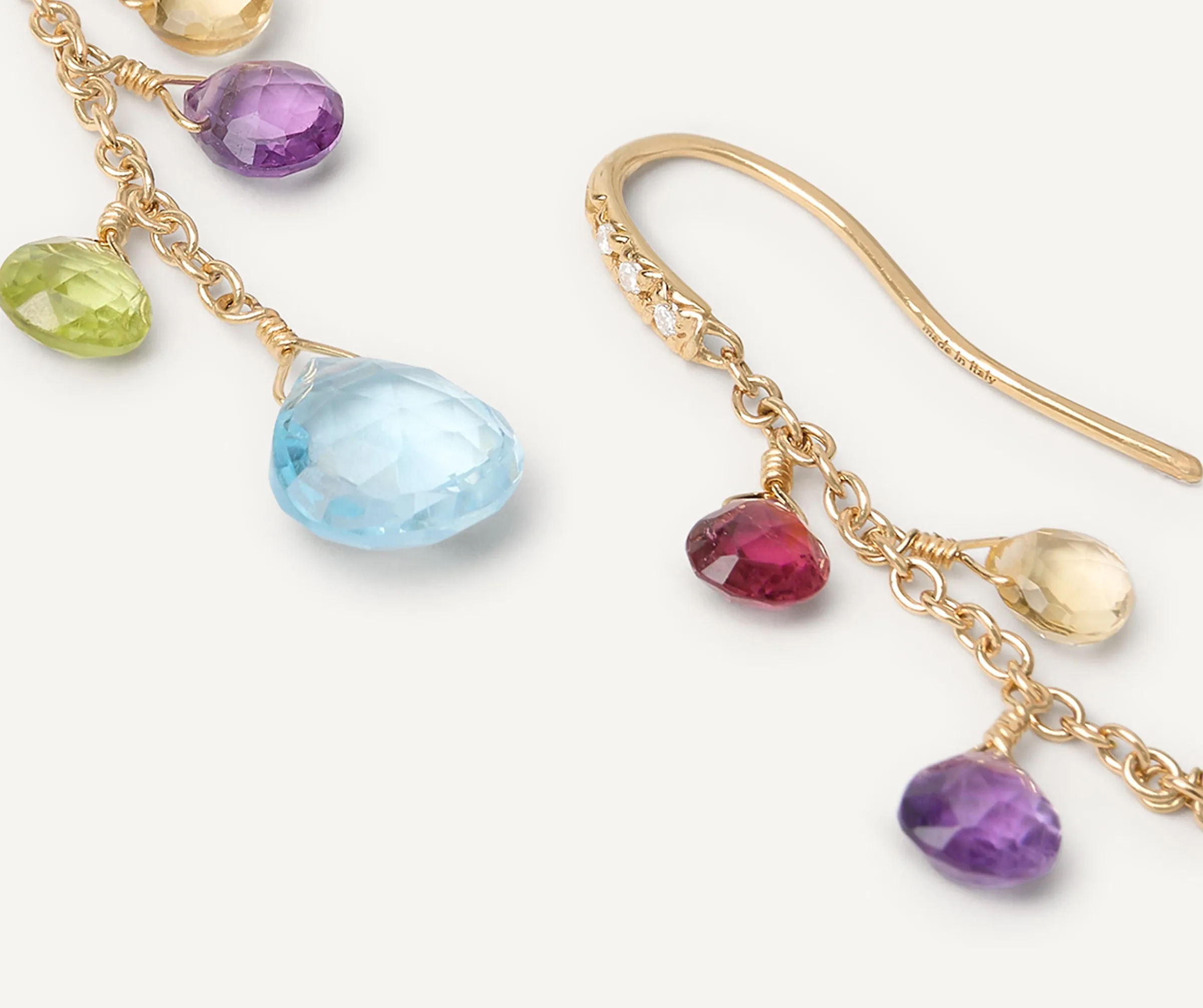 Earrings-Marco Bicego 18K Yellow Gold Gemstone Earrings With Diamonds, Medium Yellowgold