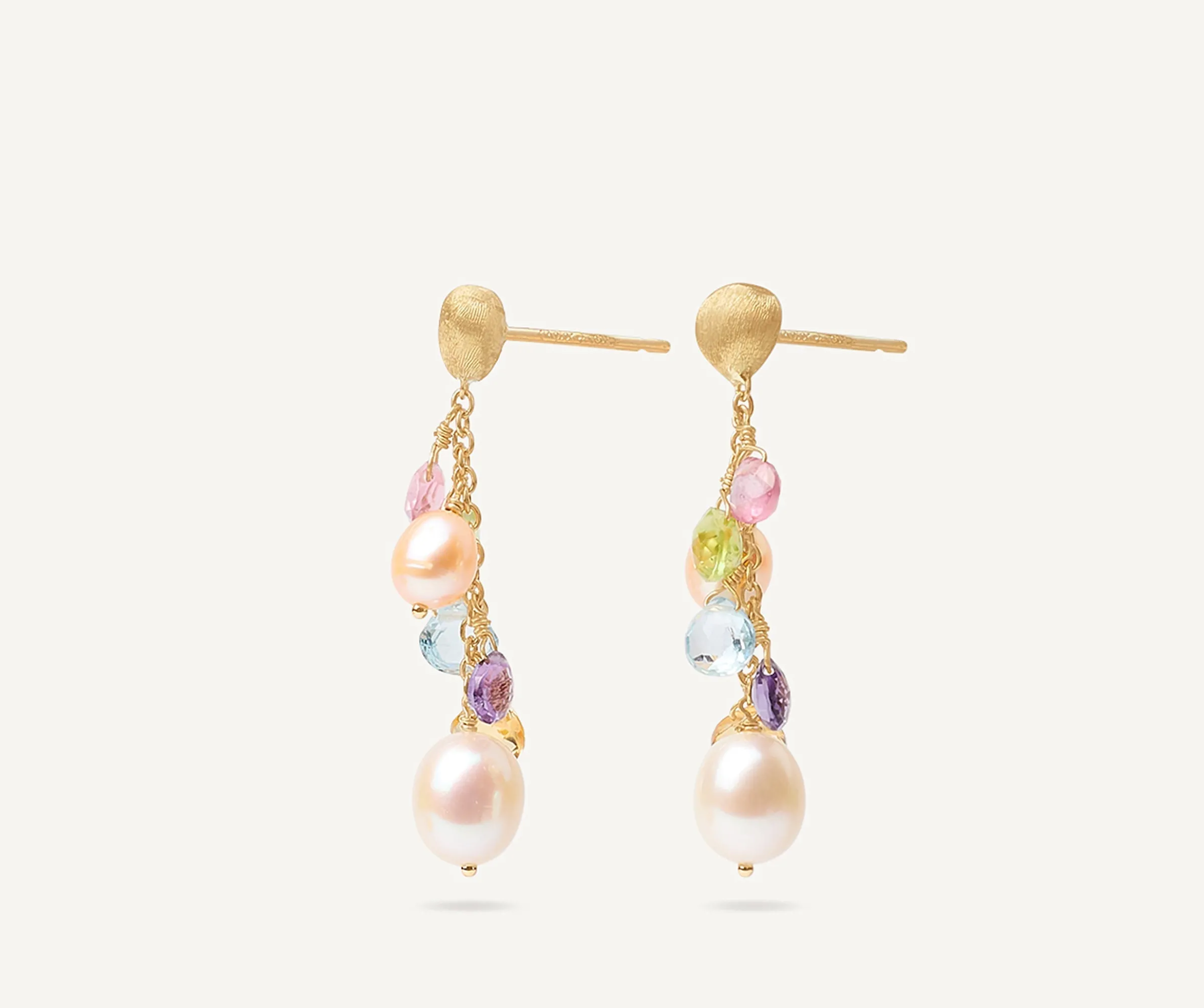 Earrings-Marco Bicego 18K Yellow Gold Gemstone Earrings with Freshwater Pearls Yellowgold