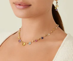 Necklaces-Marco Bicego 18K Yellow Gold Gemstone Graduated Necklace Yellowgold