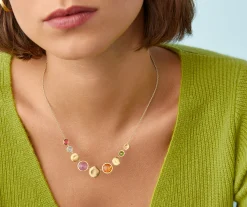 Necklaces-Marco Bicego 18K Yellow Gold Gemstone "Halfsie" Necklace Yellowgold