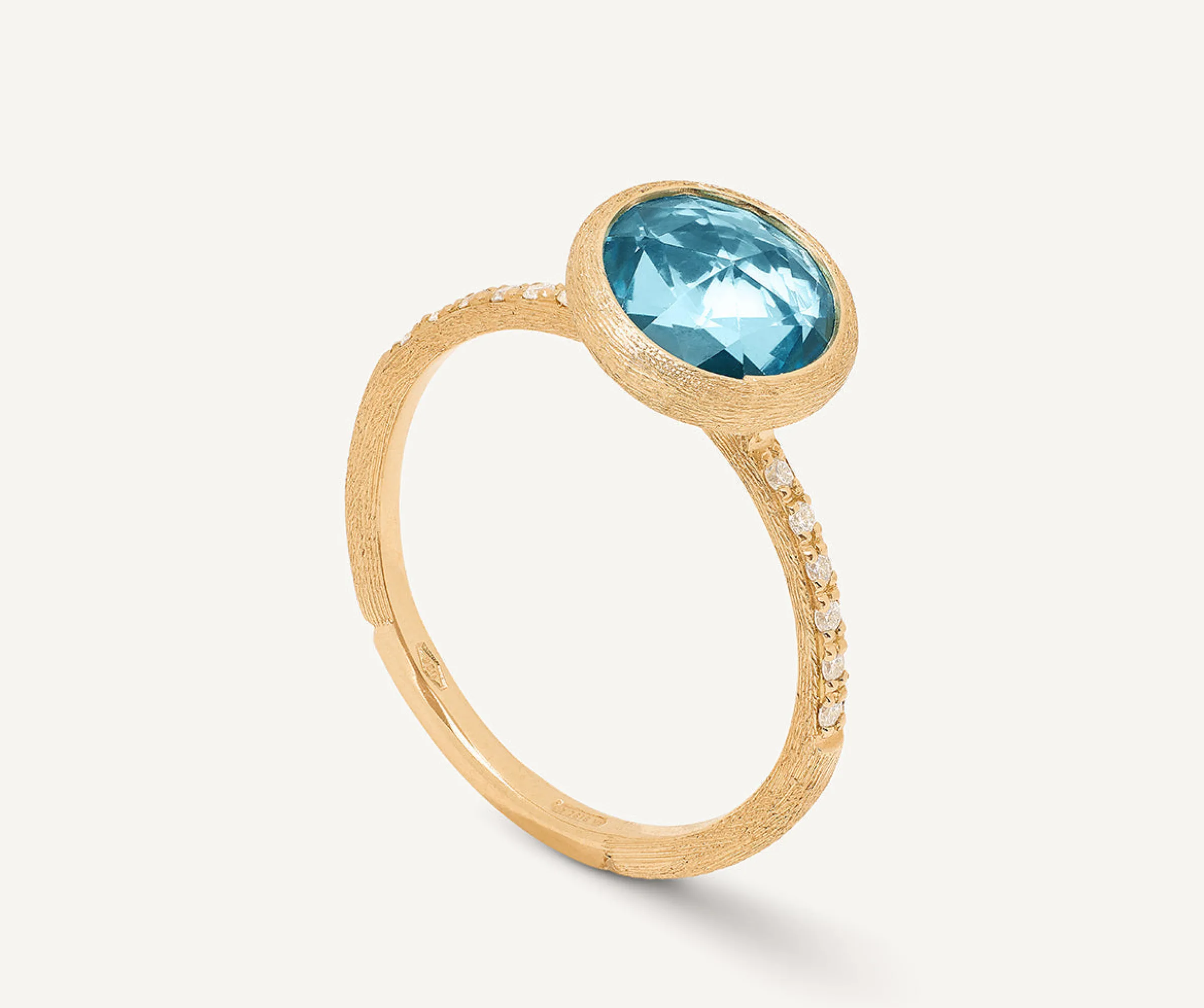 Rings-Marco Bicego 18K Yellow Gold Gemstone Ring with Diamond Pavé Shank Yellowgold