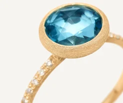 Rings-Marco Bicego 18K Yellow Gold Gemstone Ring with Diamond Pavé Shank Yellowgold