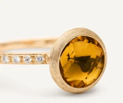Rings-Marco Bicego 18K Yellow Gold Gemstone Ring with Diamond Pavé Shank Yellowgold