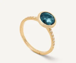 Rings-Marco Bicego 18K Yellow Gold Gemstone Ring with Diamond Pavé Shank Yellowgold