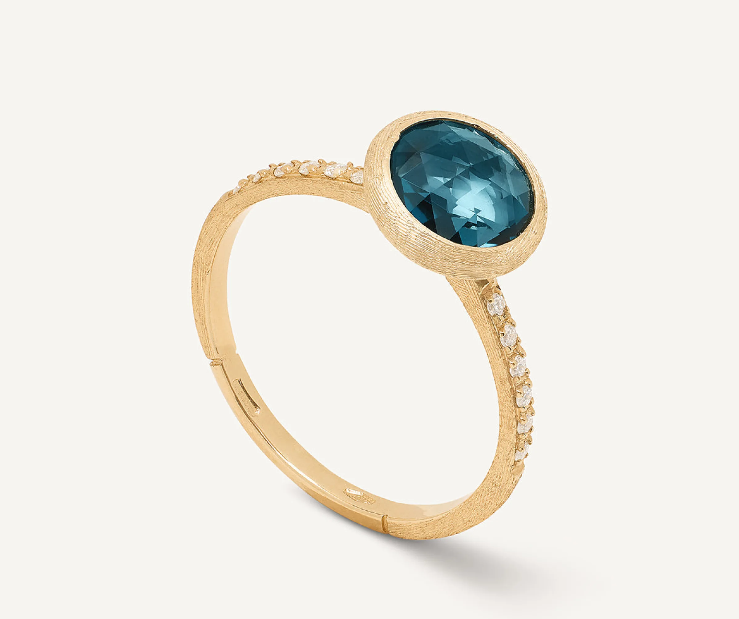 Rings-Marco Bicego 18K Yellow Gold Gemstone Ring with Diamond Pavé Shank Yellowgold