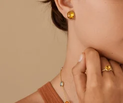 Earrings-Marco Bicego 18K Yellow Gold Gemstone Stud Large Earrings Yellowgold